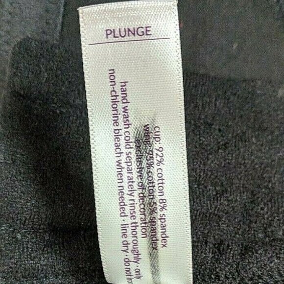 Cacique Lane Bryant Womens Plunge Bra Cotton Blend Plus Size 38H Black - Picture 6 of 6